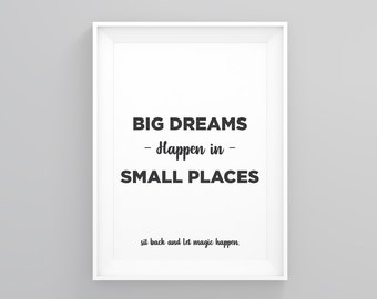 Big Dreams Happen In Small Places, Framed Toilet Print, Bathroom Wall Art, Bathroom Print Decor, Minimalist Framed, Minimalist Print,