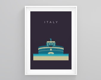 Italy Landmark Poster, Castel Sant'angelo, Travel Gift, Rome Travel Gift, Framed Wall Art, Art Modern, Framed Wall Print, Wall Art Print,