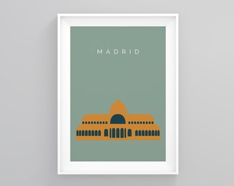 Madrid Traveller Wall Art, Palacio De Cristal, Landmark Wall Art, Madrid Travel Decor, Modern Wall Art, New Home Gift, Home Framed Art Print