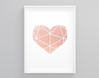 Corazón abstracto rosa, arte escandinavo, arte mural geométrico, arte mural con estampados, tipografía minimalista, impresión de arte mural, pósteres enmarcados