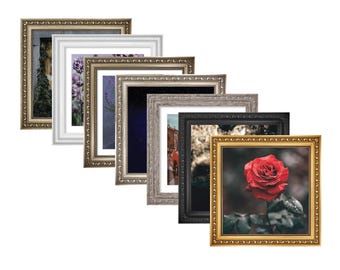 Gold Ornate Square Picture Frame With Mount for Photos Vintage Style Decor 4x4,5x5,6x6,7x7,8x8,9x9,10x10,11x11,12x12,13x13 14x14 15x15 16x16