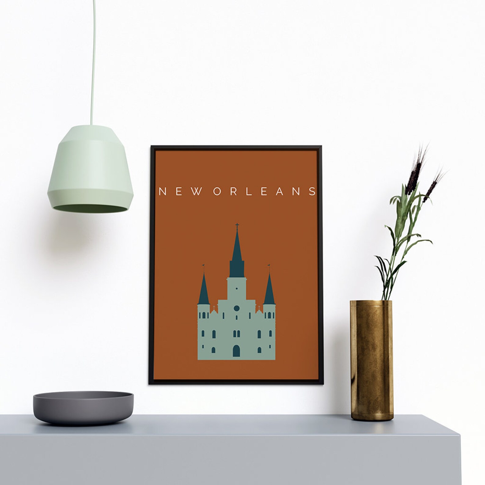 New Orleans Art Deco Travel Posters St Louis Cathedral Land - Etsy