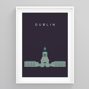 Dublin Retro Travel Posters, Trinity College, City Prints, Dublin City Landmarks, Country Artwork, Home Print, Graphic Print, Art Modern,
