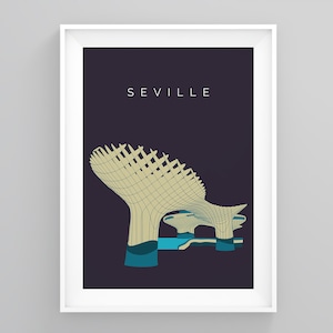 Séville, Espagne, impressions de la ville, parasol Metropol, impression monument, affiches de voyage Séville Art déco, affiche de la ville, affiches encadrées, impression graphique,