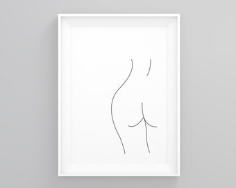 Bottom Line Drawing, Framed Prints, Home Framed Art, Figure Line Drawing, New Home Print, Home Decor, Bathroom Print, ladies bum art