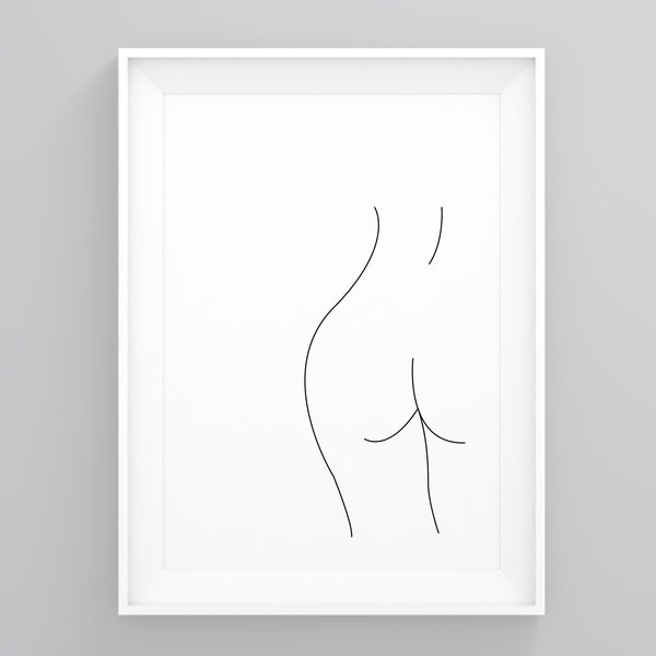 Bottom Line Drawing, Framed Prints, Home Framed Art, Figure Line Drawing, New Home Print, Home Decor, Bathroom Print, ladies bum art