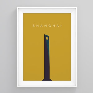 Shanghai Vintage Travel Posters, Shanghai World Financial Center, Vintage Travel Prints, Shanghai Wanderlust Print, Framed Wall Print