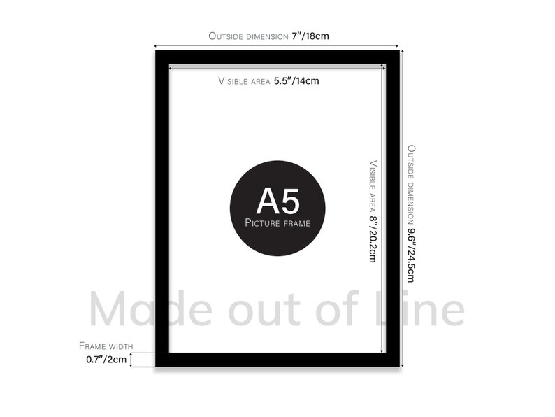A5 Black Picture Frame A5 Frame With Mount for A6 Print Etsy
