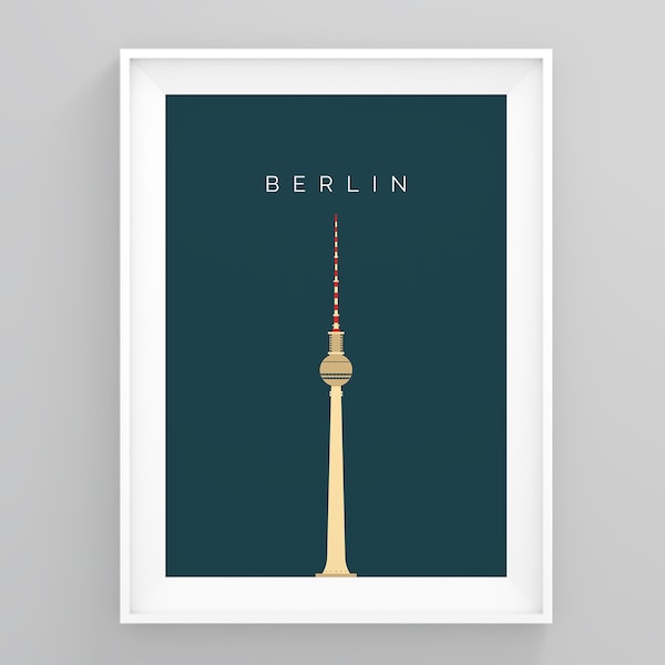 Berlin Vintage Travel Posters, Berliner Fernsehturm, Wanderlust Print, Berlin Art Deco Travel Posters, Framed Wall Art, Wall Prints