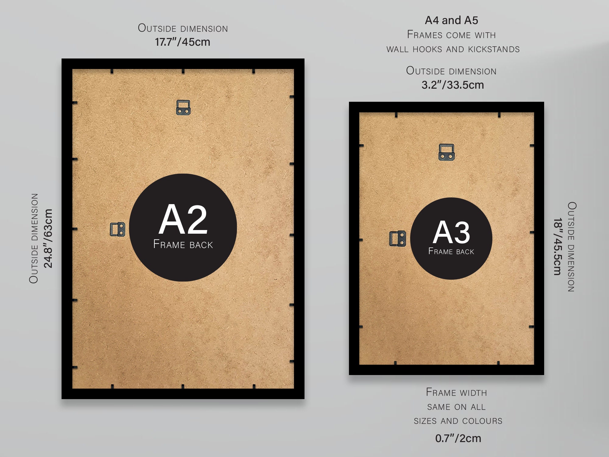 A2 / A3 / A4 / A5 Picture Frames With Mounts Black / Grey / Etsy UK