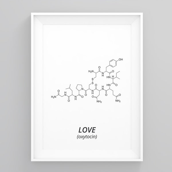 Love Molecule Poster, Science Wall Decor, Chemistry Art, Nerd Print, Scandi Print, Home Framed Art, Minimalist Framed, Modern Framed Print