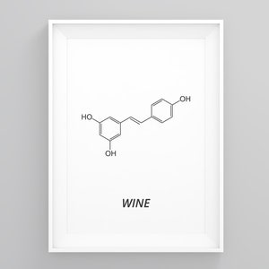 Wine Molecule Print, Molecule Wall Art, Chemical Molecule, Dna Prints, Wall Art Print, Graphic Print, Gift Ideas, Minimalist Wall Art