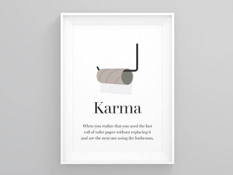 Karma Funny Bathroom Print Funny Bathroom Art Framed Wall Etsy