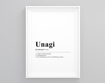 Unagi, Funny Dictionary Definition, Framed Scandi Art, Prints Illustrations, Framed Prints, Print, Quote Wall Art