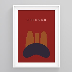 Chicago Traveller Wall Art, Cloud Gate, Travel Destination Prints, Chicago Art Deco Travel Posters, Framed Posters, Modern Print, Modern Art