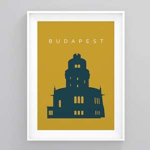 Budapest Art Deco Travel Posters, Janoshegy Land Mark Print, Budapest Travel Wall Art, Poster, Print, Wall Art, Travel Destination Prints