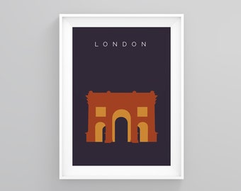 Arte mural de viajes por Londres, Impresión de Marble Arch, Póster vintage de Londres, Póster minimalista de viajes, Arte mural, Impresiones de destinos turísticos