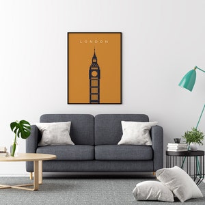 London Travel Wall Art, Bigben Vintage Travel Posters, London Wall Art, Poster, Travel Poster, Art Deco Travel Posters, Travel Wall Decor image 2