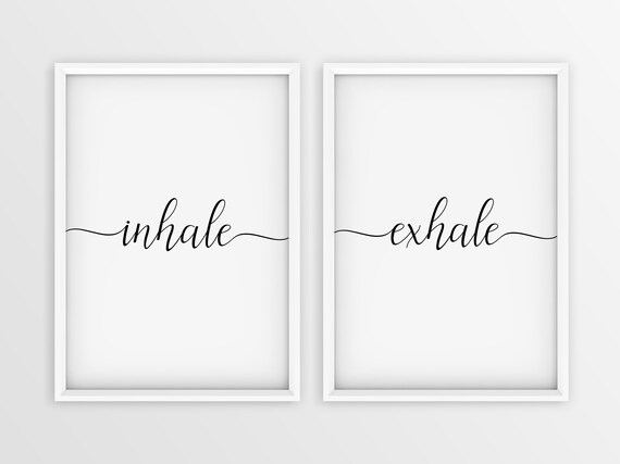 Inhale Exhale Bedroom Print Set 2 Pieces Wall Art Prints Etsy
