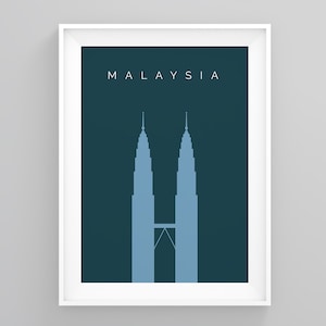 Malaysia Travel Poster, Petronas Towers Kuala Lumpur Travel Print, Malaysia Vintage Poster, Travel Wall Art, Print, Vintage Travel Posters,