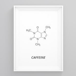 Arte murale con molecola di caffeina, arte educativa, decorazione murale scientifica, codice genetico, arredamento per la casa, arte scandinava incorniciata, stampa murale incorniciata