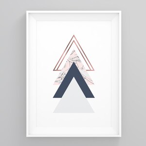 Triangles Lined Up, Geometric Poster, Modern Abstract Art, Minimalist Art, Gallery Wall Decor, New Home Print, Minimalist Framed