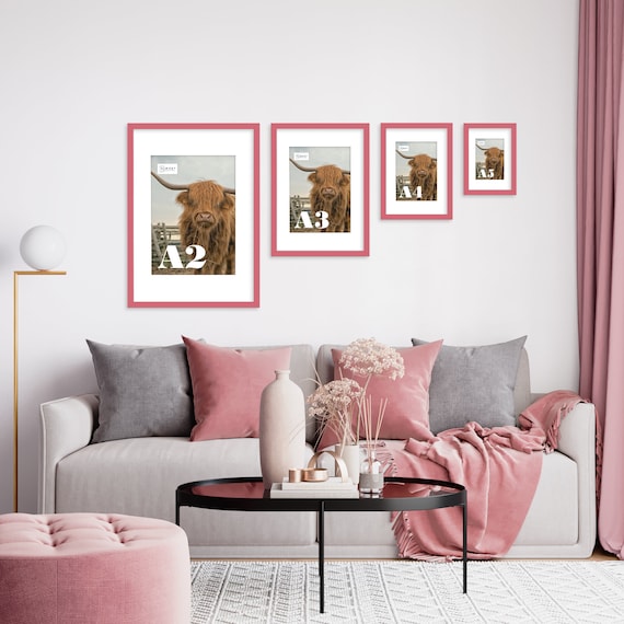 Pink Photo Frame A5 A4 A3 A2 Pink Picture Frame White Mounted Frames Poster Frame Home Decor Modern Frame Art Thin Picture Frame Etsy UK