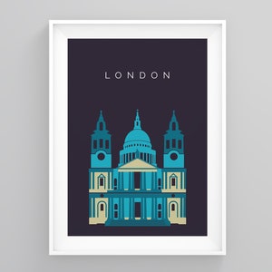 London City Prints, St. Paul&#39;s Cathedral, Landmark Wall Art, London Travel Poster, Wanderlust Print, Modern Print, Travel Print, Modern Art,