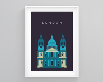 London City Prints, St. Paul's Cathedral, Landmark Wall Art, London Travel Poster, Wanderlust Print, Modern Print, Travel Print, Modern Art,