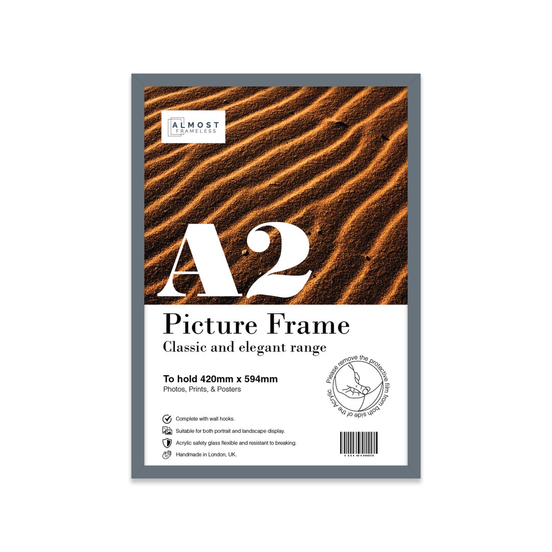 A2 Grey Picture Frame, Large A2 Poster Frame, Photo Frame Grey A2 Size