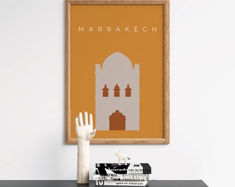 Morocco Marrakech Almoravid Koubba Travel Print Landmark Print Retro 
