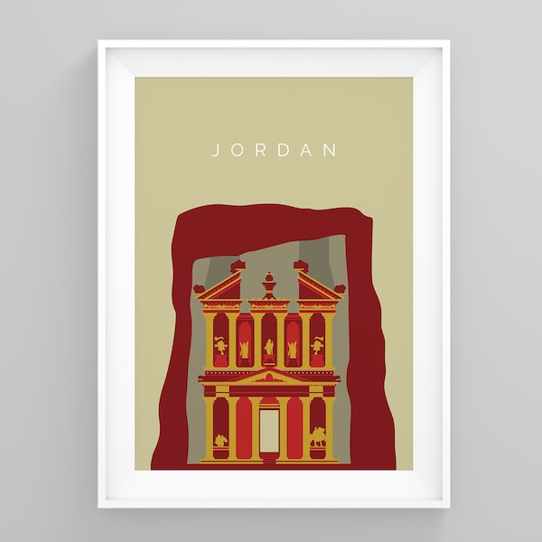 Jordan Wanderlust Print, Petra, Travel Poster, Ma'an Governorate Traveller Wall Art, Framed Wall Print, Modern Art, Travel Print