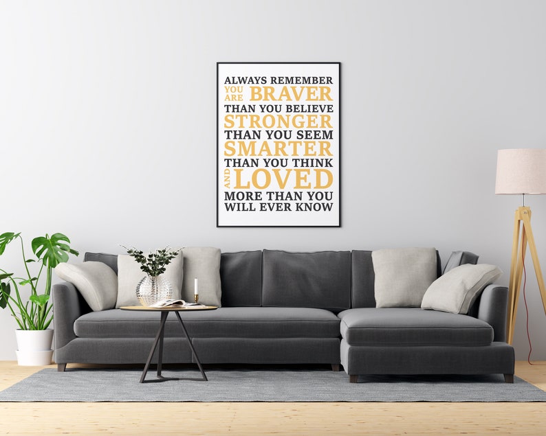 Always Remember You Are Braver Typography Wall Art Framed Etsy