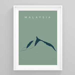 Malaysia Vintage Travel Posters, Mount Kinabalu Borneo, Malaysia Travel Poster, Travel Print, South East Asia, Gap Year Travellers, Art