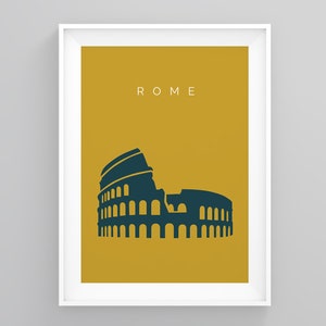 Rome Art Deco Travel Posters, Colosseum Minimalistic Travel Poster, Rome Vintage Poster, Vintage Travel Posters, Travel Print city Wall