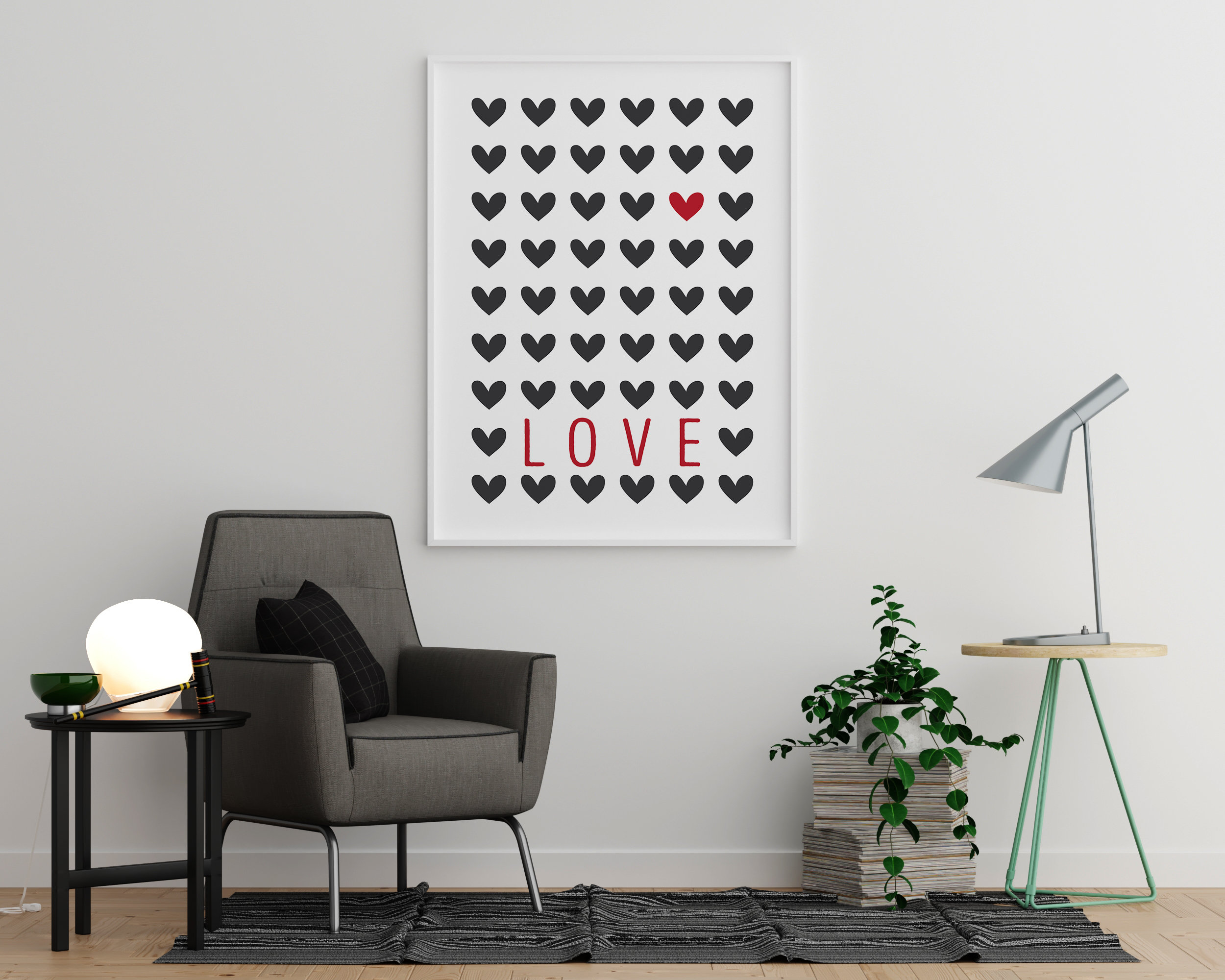 Love Hearts Love Wall Art Love Art Print Abstract Wall Etsy UK