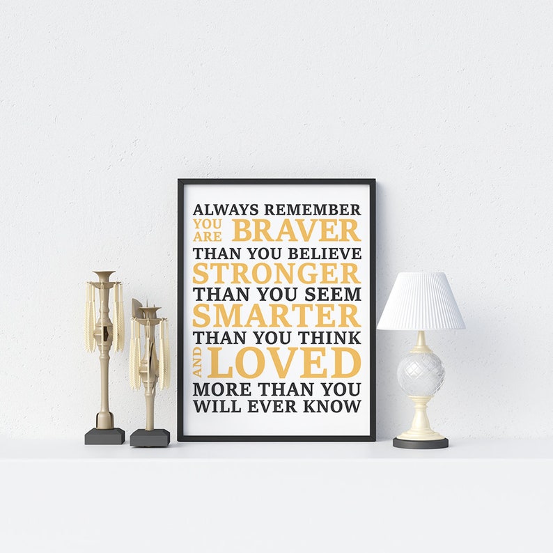 Always Remember You Are Braver Typography Wall Art Framed Etsy