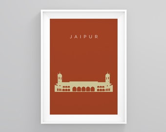 Jaipur City Landmarks, Sheesh Mahal Hall of Mirrors, Travel Poster, Jaipur Wanderlust, Home Wall Art, Wall Art Decor, Framed Prints, Print,