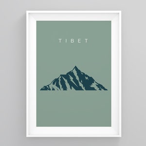 Tibet Travel Print, Mount Everest Minimalistt Travel Poster, Tibet Land Mark Print, Vintage Travel Posters, Poster, Wall Art City Wall Decor
