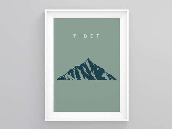 Tibet Travel Print, Mount Everest Minimalistt Travel Poster, Tibet Land Mark Print, Vintage Travel Posters, Poster, Wall Art City Wall Decor