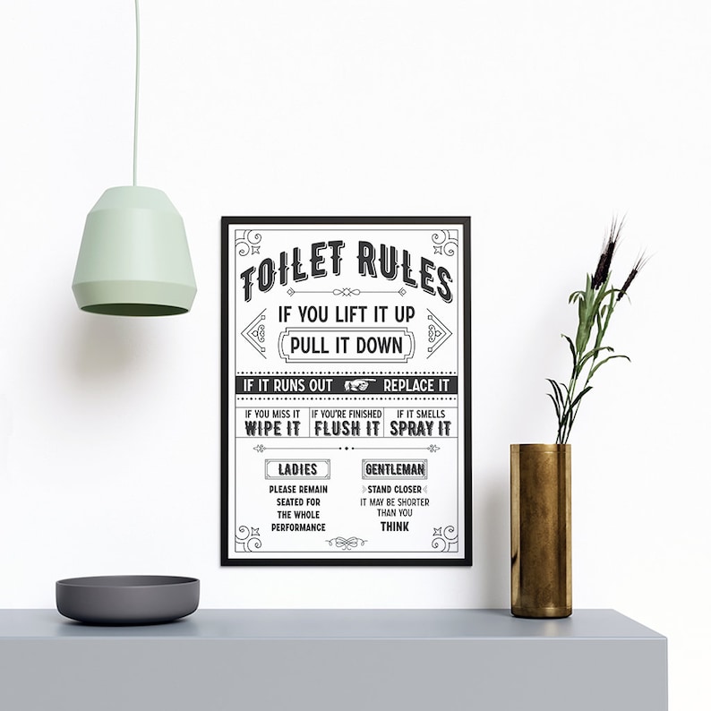 Toilet Rules Bathroom Wall Prints Bathroom Pictures Framed Etsy UK