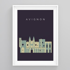 Poster di viaggio Art Deco di Avignone, Francia, Palazzo di Papel, Avignone, Wanderlust, Poster di viaggio Art Deco di Avignone, Stampa artistica da parete, Idee regalo