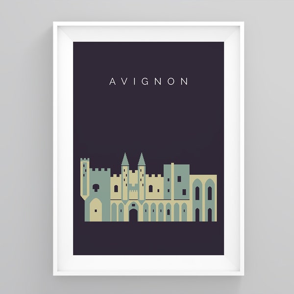 France Avignon Art Deco Travel Posters, Papel Palace, Avignon, Wanderlust, Avignon Art Deco Travel Posters, Wall Art Print, Gift Ideas