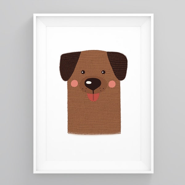 Dog Print, Cute Dog Poster, Childrens Wall Art Prints, Baby Shower Gift, Unisex Wall Art, Gender Neutral Nursery, Posters For Playrooms