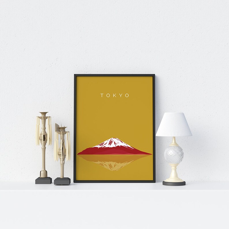 Japan Landmark Wall Art, Mount Fuji, Travel Poster, Tokyo Wanderlust Print, Landmark Wall Art, Wanderlust Print, Modern Wall Art, Wall Decor image 3