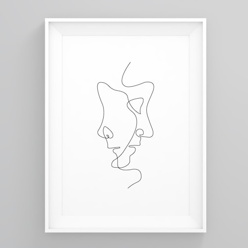 Lovers Line Drawing Wall Art Framed Wall Print Fashion Art Etsy