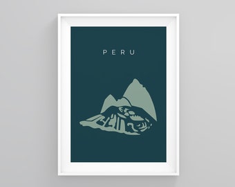 Peru Minimalistic Travel Poster, Machu Picchu Vintage Travel Posters, Peru Vintage Poster, Art Deco Travel Posters, Wall Art City Wall Decor