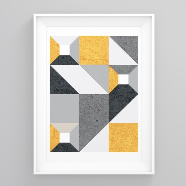 Yellow Gray Wall Art Etsy