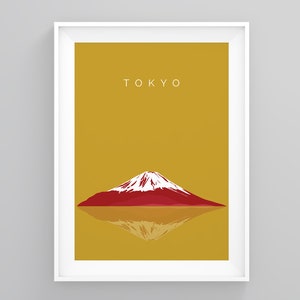 Japan Landmark Wall Art, Mount Fuji, Travel Poster, Tokyo Wanderlust Print, Landmark Wall Art, Wanderlust Print, Modern Wall Art, Wall Decor image 1