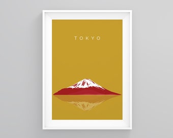 Japan Landmark Wall Art, Mount Fuji, Travel Poster, Tokyo Wanderlust Print, Landmark Wall Art, Wanderlust Print, Modern Wall Art, Wall Decor